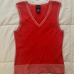 red contrast striped vest